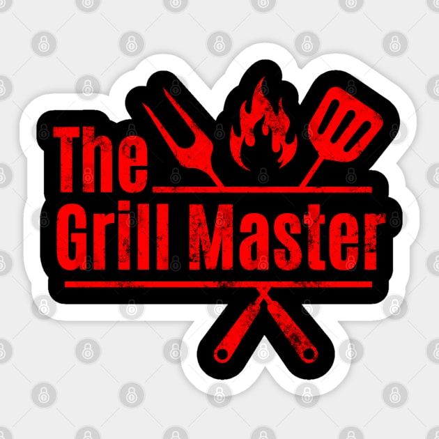 The Grill Master Vintage Distressed Funny Grill Dad Grilling Sticker by Illustradise